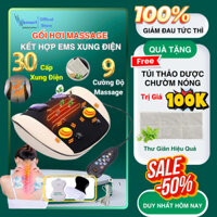Gối Hơi Massage Cổ Vai Gáy Lưng Giảm Đau 100%, Máy Mát Xa Lưng Chườm Nóng Trị Liệu Xung Điện EMS