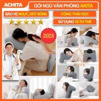 Gối kê cổ AKITA G67 thiết kế công thái học nâng đỡ cổ vai gáy, gối ngủ văn phòng sử dụng 10 tư thế nằm thoải mái