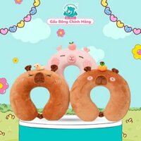 Gối Kê Cổ Capybara Đội Quả, Gối Chữ U Văn Phòng Cao Su Non Siêu Mềm Cao Cấp Gấu Bông Online