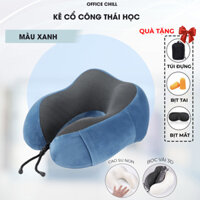 Gối Kê Cổ Công Thái Học Chất Liệu Cao Su Non Cao Cấp, Gối Tựa Cổ Chữ U Văn Phòng Làm Việc Du Lịch Bảo Hành 90 Ngày - Xanh