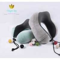 Gối kê cổ du lịch, gối chữ U CAO SU NON êm ái cao cấp, vải nỉ nhung siêu mềm mịn tặng kèm túi đựng