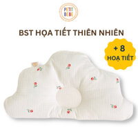 Gối lõm chống bẹp đầu hình mây họa tiết thiên nhiên PETIT BEBE muslin thấm hút thoáng khí cho bé từ 3 tháng tuổi