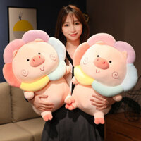 Gối lợn màu hồng cầu vồng lợn búp bê giường siêu mềm cô gái ngủ sang trọng đồ chơi quà tặng bạn tra