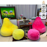 Gối lười hạt xốp quả lê Nhung Lạnh Hàn Quốc Size M - Đủ màu