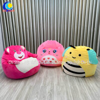 Gối Lười Hình Thú SIZE TO Nhiều Mẫu Cực Xinh, Ghế Lười Hạt Xốp Vải Nhung 120x90cm Đã Kèm Hạt Xốp Vỏ Tháo Ra Giặt Được