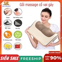 Gối massage cổ vai gáy hồng ngoại, Máy massage cổ vai gáy 20 bi thế hệ mới giúp giảm đau nhức, Bảo hành 12 tháng