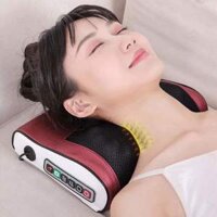 Gối massage cổ vai gáy, lưng máy massage hồng ngoại 16 bi cao cấp - Máy massage lưng dùng được trên oto điện 12V