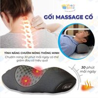 Gối massage cổ vai gáy Yorokobi với 2 chế độ massage, trườm nóng, giảm đau mỏi cổ vai gáy