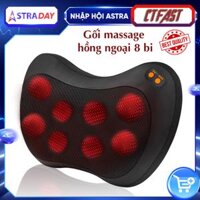 Gối massage đa năng CTFAST 016 Máy mát xa toàn thân nhiệt hồng ngoại 3D mô phỏng bàn tay con người - Chuyên sâu giảm đau cổ, vai, gáy, lưng..Dễ dàng sử dụng tại nhà, văn phòng, ô tô - Quà tặng ý nghĩa cho người thân - Đen - Model 8 Bi