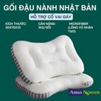 Gối Massage Đậu Nành Anna Nguyen Bông Mềm Kê Cổ Gối Đầu Nằm Ngủ Ngon Chuẩn Khách Sạn Năm Sao 50x70 1 Gối