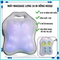 Gối massage lưng, máy massage lưng 16 bi hồng ngoại cao cấp, 4 chế độ massage