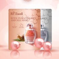Gói mặt nạ ReExcell Royal Snail Collagen Ampoule (Làm trắng da 25gX10 chiếc, Chống nhăn 25gX10 chiếc) tổng cộng 20 chiếc sản xuất tại Hàn Quốc