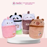 Gối mền 2in1 hình thú Panda, Capybara, Mèo, Thỏ bông cao cấp - NHÓC