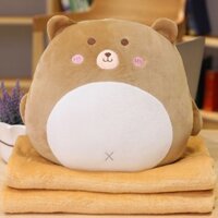 Gối mền 3 trong 1 Gấu nâu nỉ nhung cực mềm mịn (Nâu) cao cấp siêu hot đặc biệt và đáng yêu