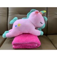 gối mền gấu bông 3 in 1 hình unicorn kì lân