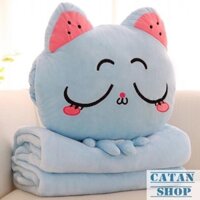 Gối mền mèo con 3 trong 1 hàng loại 1, nỉ nhung cực mịn, bộ chăn gối văn phòng, du lịch GD79-GMMC