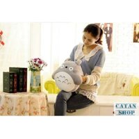 Gối mền TOTORO tròn hàng loại 1, nỉ nhung siêu mịn, bộ chăn gối văn phòng GD39-GMTOTO-T