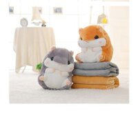 Gối mền3 trong 1 Chuột Hamster  siêu mịn hàng loại 1, bộ chăn gối văn phòng ngủ trưa du lịch