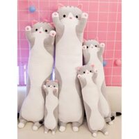 Gối mèo con dài, gối nhồi bông dễ thương, ôm chân, đồ chơi trẻ em, đồ chơi nhồi bông hình trụ cho bé gái