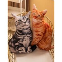 Gối mèo hoạt hình 3D thực tế, đồ chơi nhồi bông, búp bê ngủ, thú nhồi bông dễ thương, quà tặng cho bé gái
