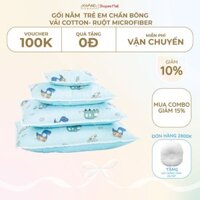 Gối Nằm Trẻ Em- Chần Bông ,Vải Cotton, Ruột Lông Vũ ( Microfiber) Khang Home - An Toàn, Êm Ái, Mềm Mại Cho Bé