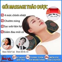 Gối ngải cứu, gối massage thảo dược làm nóng cổ, giảm đau vai gáy, gối kê cổ thảo dược hiệu quả, an toàn, sạc usb