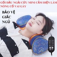 Gối ngải cứu sửa ấm bằng điện bảo vệ cột sống cổ vai gáy, gối ngủ chống giảm đau vai gáy massage lưng