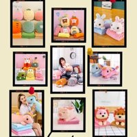 Gối ngủ nhung dễ thương cho trẻ em, chăn gối điều hòa 2 trong 1, màu Capybara Mix, kích thước 110x160cm, bông PP mềm mại, túi lưới đóng gói, dành cho thanh thiếu niên 7-14 tuổi.