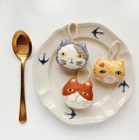 Gói nguyên liệu thêu Mèo xinh xắn bộ kit tự làm quà tặng móc khoá đáng yêu lenmade