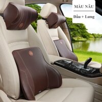 Gối Ô Tô Tựa Đầu và Lưng Cao Su Non Nguyên Khối Bọc Da Cao Cấp Sản Xuất Tại Việt Nam