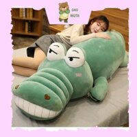 Gối Ôm Gấu Bông Cá Sấu Mặt Ngáo Cute Cao Cấp - Gấu Bông Cá Sấu Khổng Lồ Vải Co Giãn 4 Chiều Siêu Mềm Mịn