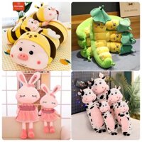 Gối ôm gấu bông hình các con vật cho bé, gối ôm hình thú đáng yêu Size từ 40cm-70cm