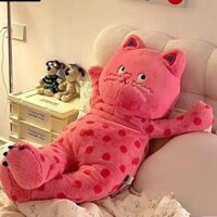 Gối ôm hình mèo chấm bi lông mịn, thú nhồi bông, búp bê