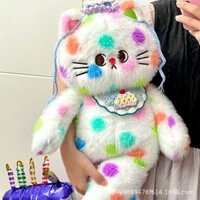 Gối ôm hình mèo con chấm bi nhiều màu sắc, dễ thương, dài, bằng vải nhung