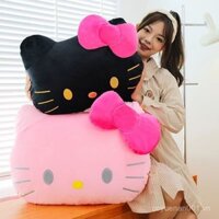 Gối Ôm Lông Mềm Hello Kitty Màu Hồng & Đen - Tựa Lưng Đầu Giường Siêu Dễ Thương Cho Nữ
