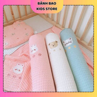 Gối Ôm Monona Vải Waffle Sợi Tre Kiêm Gối Chặn Trần Bông Vải Waffle Cao Cấp Họa Tiết Đáng Yêu