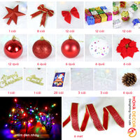 Gói Phụ Kiện Trang Trí Cây Thông Noel 1m8