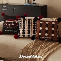 Gối sọc chấm bi cổ điển Gối nhung vuông lông cừu Hà Lan dày