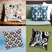 Gối sofa, Gối tựa lưng vuông 50x50cm NOIR hoa tiệt trừu tượng vân đá | Lí lì li