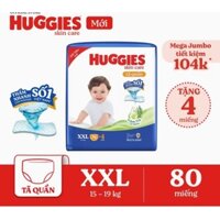 Gói Tã/bỉm quần HUGGIES SKINCARE MEGA JUMBO size XXL76+4 miếng date mới