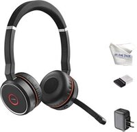 Gói tai nghe Bluetooth Jabra Evolve 75, Bộ sạc tường, USB Dongle 7599-832-109-B, Tương thích với Dragon, Softphones, Mobile, Tablet, Được chứng nhận bởi Microsoft, Skype, Cisco, Avaya