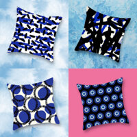 Gối trang trí, gối tựa lưng vuông LAM 50x50cm xanh biển dịu mát thanh lịch hiện đại | Lí lì li