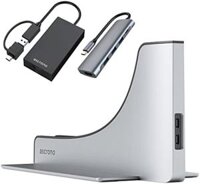 Gói trung tâm trạm nối dọc Ascrono: Màn hình kép tương thích với MacBook Air 13 inch M1 (2020), bao gồm bộ điều hợp đồ họa và bộ điều hợp đa cổng HDMI 4K kép.