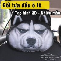 Gối tựa đầu 3D hình chó Husky cho ô tô