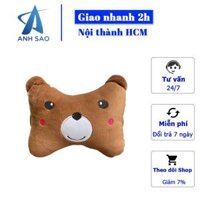 Gối tựa đầu dựa lưng ô tô A hình Teddy giảm đau lưng mỏi cổ - Gối tựa cổ - Màu Nâu