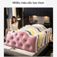 Gối tựa đầu giường đính khuy đá trang trí phòng ngủ cao 70cm dày 20cm dài 1m5 và 1m8