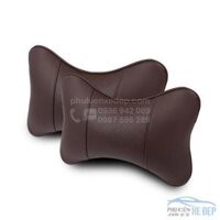 Gối tựa đầu ô tô chất liệu da cao cấp nệm mút sợi tơ giống tơ tằm, da đục lỗ công nghệ laser - Màu Đen,01 gối