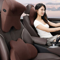 Gối Tựa Đầu Ô Tô, Đệm Tựa Lưng Xe Hơi Massage Da Lộn Cao Cấp TL018