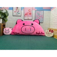 Gối tựa lưng hình Heo nhỏ Babykid, size L , free may chữ chất nhung lạnh ruột bông bi gòn