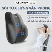 Gối tựa lưng massage chườm nóng ghế văn phòng LIANDA ruột cao su non 6 chế độ massage thư giãn cho văn phòng và lái xe